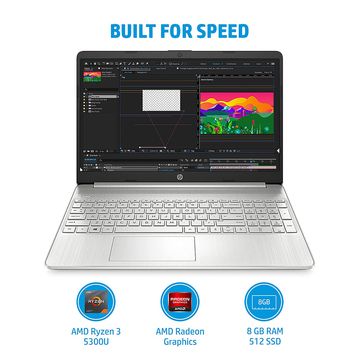 hp 15s-eq2143au amd ryzen 3 5300u thin & light laptop